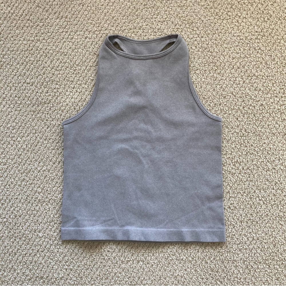 Free People Intimately High Neck Ribbed Athletic Crop Tank Top XS/S Stretch EUC